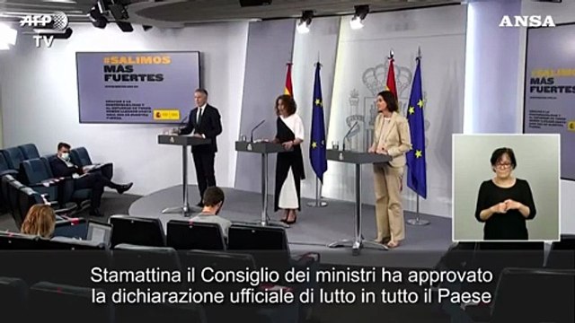 Coronavirus, in Spagna dieci giorni di lutto per le vittime