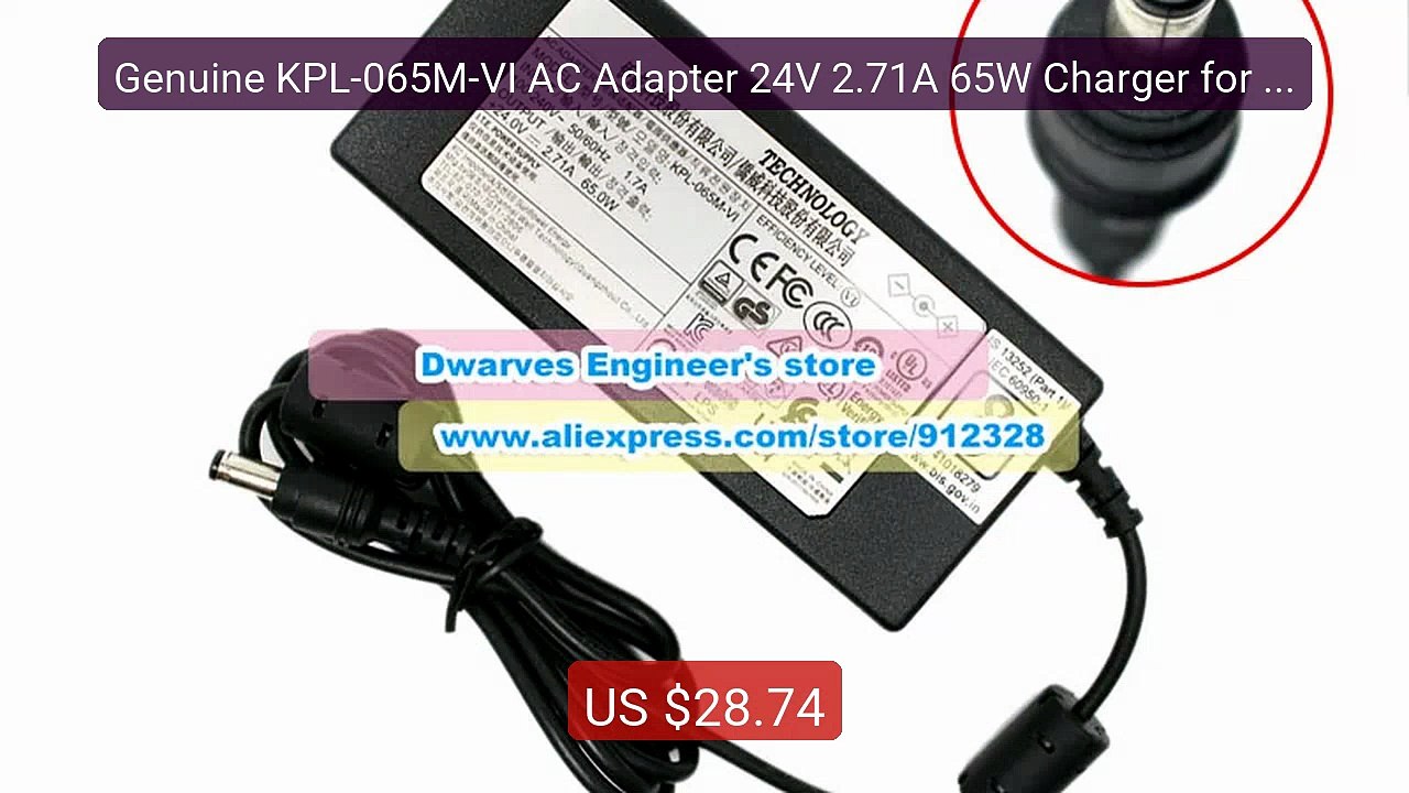 Genuine KPL-065M-VI AC Adapter 24V 2.71A 65W Charger for CWT Monito... -- Top Rated 2026 | Buy Now!