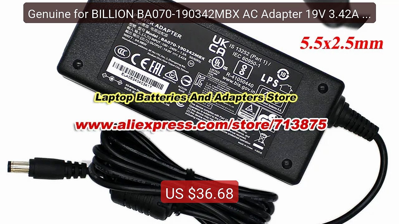 Genuine for BILLION BA070-190342MBX AC Adapter 19V 3.42A 64.98... -- Hot Deal 2026 | Limited Offer!
