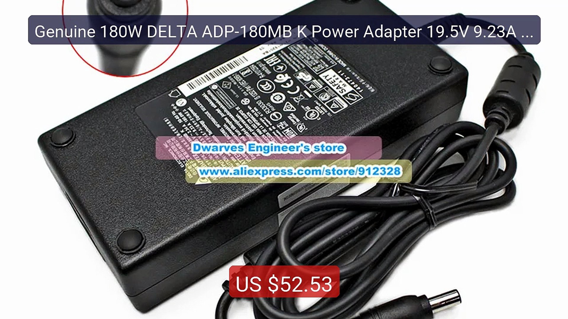 Genuine 180W DELTA ADP-180MB K Power Adapter 19.5V 9.23A Notebook