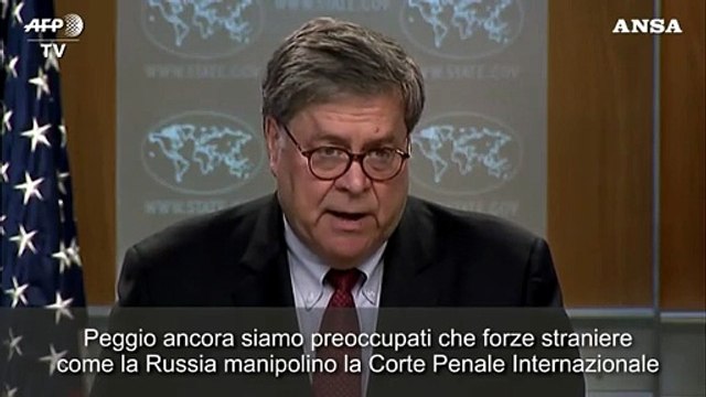 Usa, Barr sulla scia di Trump: I membri della Corte dell'Aja manipolati dai russi