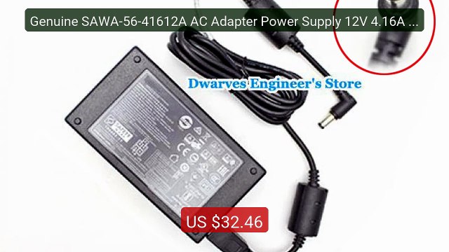 Genuine SAWA-56-41612A AC Adapter Power Supply 12V 4.16A 50W PWR-BG... Top Rated 2026 | Buy Now!