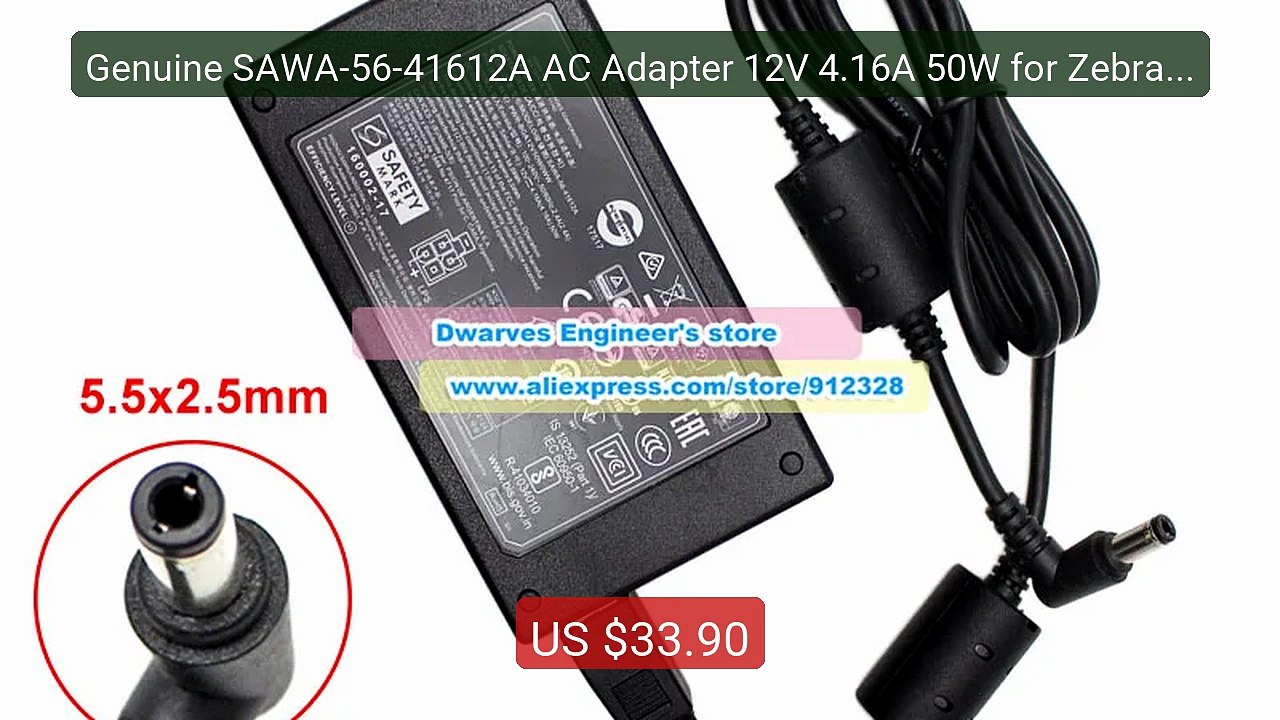 Genuine SAWA-56-41612A AC Adapter 12V 4.16A 50W for Zebra ZQ6... -- Amazing Value 2026 | Must Have!