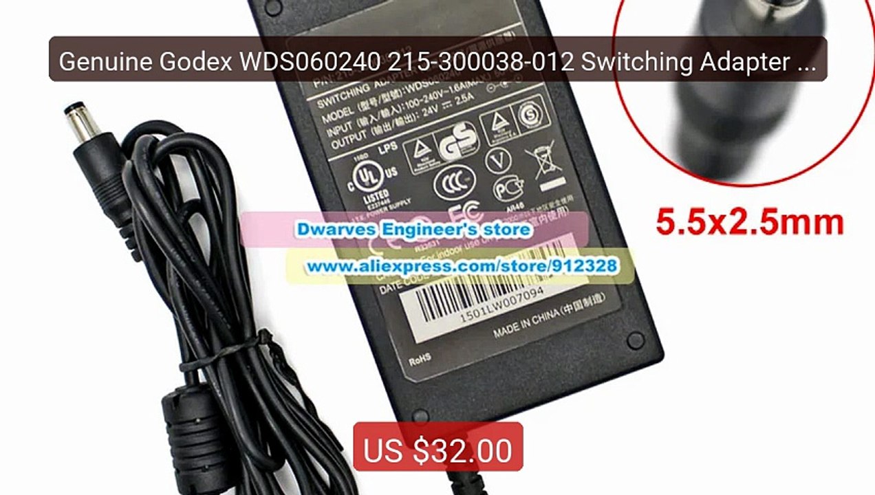 Genuine Godex WDS060240 215-300038-012 Switching Adapter 24... -- Top Pick 2026 | Unbeatable Price!
