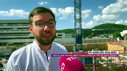 CHU de Saint-&Eacute;tienne : la premi&egrave;re pierre du futur p&ocirc;le Femme-M&egrave;re-Enfant pos&eacute;e