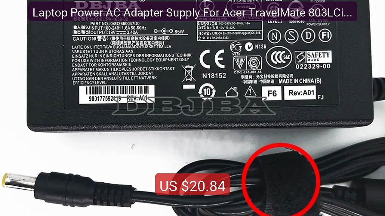 Laptop Power AC Adapter Supply For Acer TravelMate 803LCib ... -- Top Pick 2026 | Unbeatable Price!