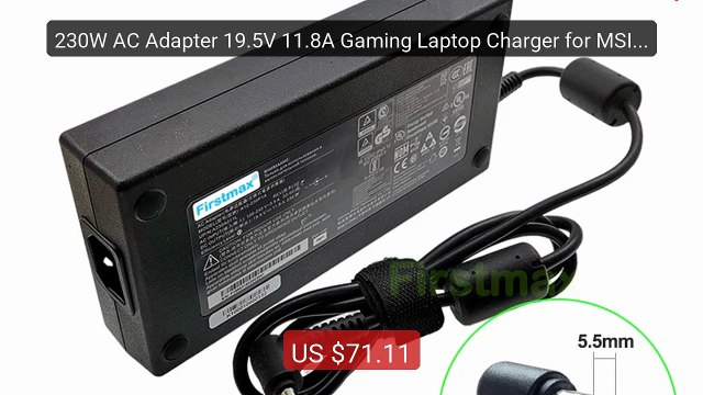 230W AC Adapter 19.5V 11.8A Gaming Laptop Charger for MSI Creator ... Best Deal 2026 | Shop Now!