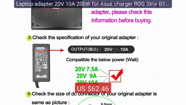Laptop adapter 20V 10A 200W for Asus charger ROG Strix G17 G71... Best Buy 2026 | Great Quality!