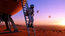 First human steps on Mars — cinematic