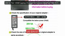 20V 6.75A 135W Laptop Charger for Lenovo IdeaPad Y40-70 Y40... -- Top Pick 2026 | Unbeatable Price!