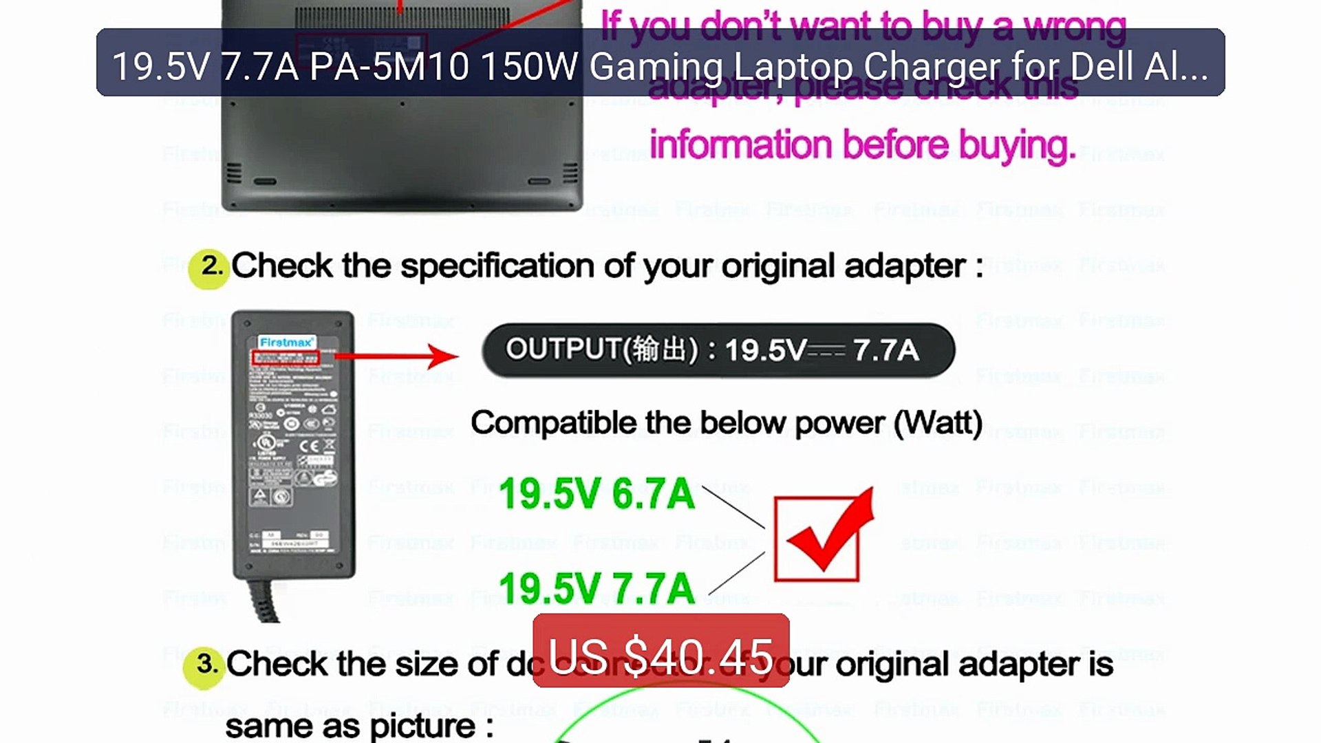 ⁣19.5V 7.7A PA-5M10 150W Gaming Laptop Charger for Dell Alie... -- Top Pick 2026 | Unbeatable Price!