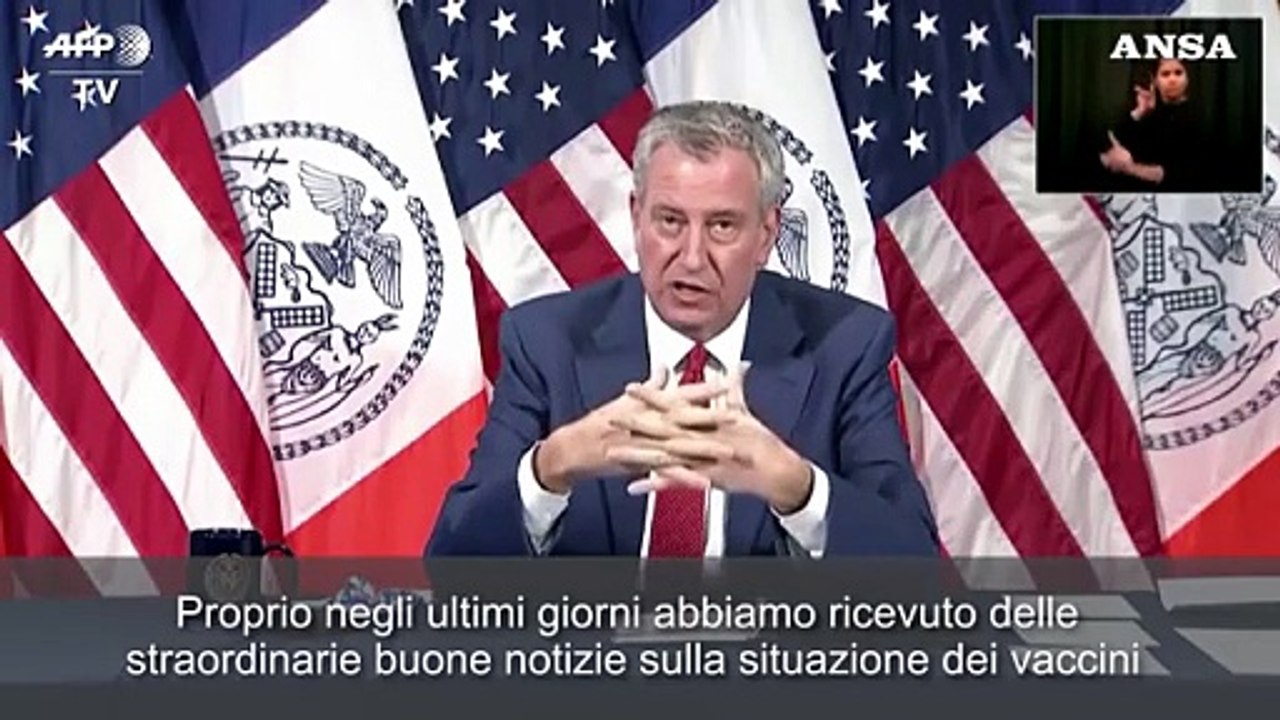 Covid, de Blasio: "Straordinarie notizie sul vaccino, arrivera' molto presto"