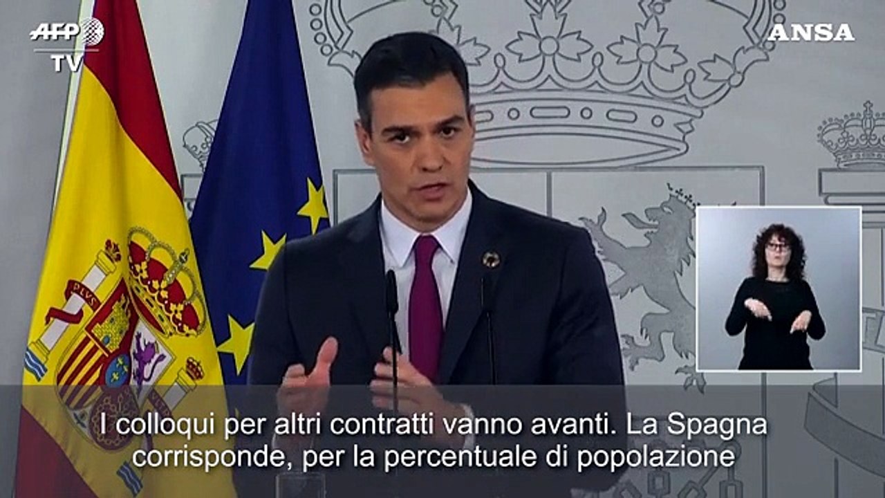 Covid, Sanchez: "Entro meta' 2021 vaccino per parte consistente della popolazione"