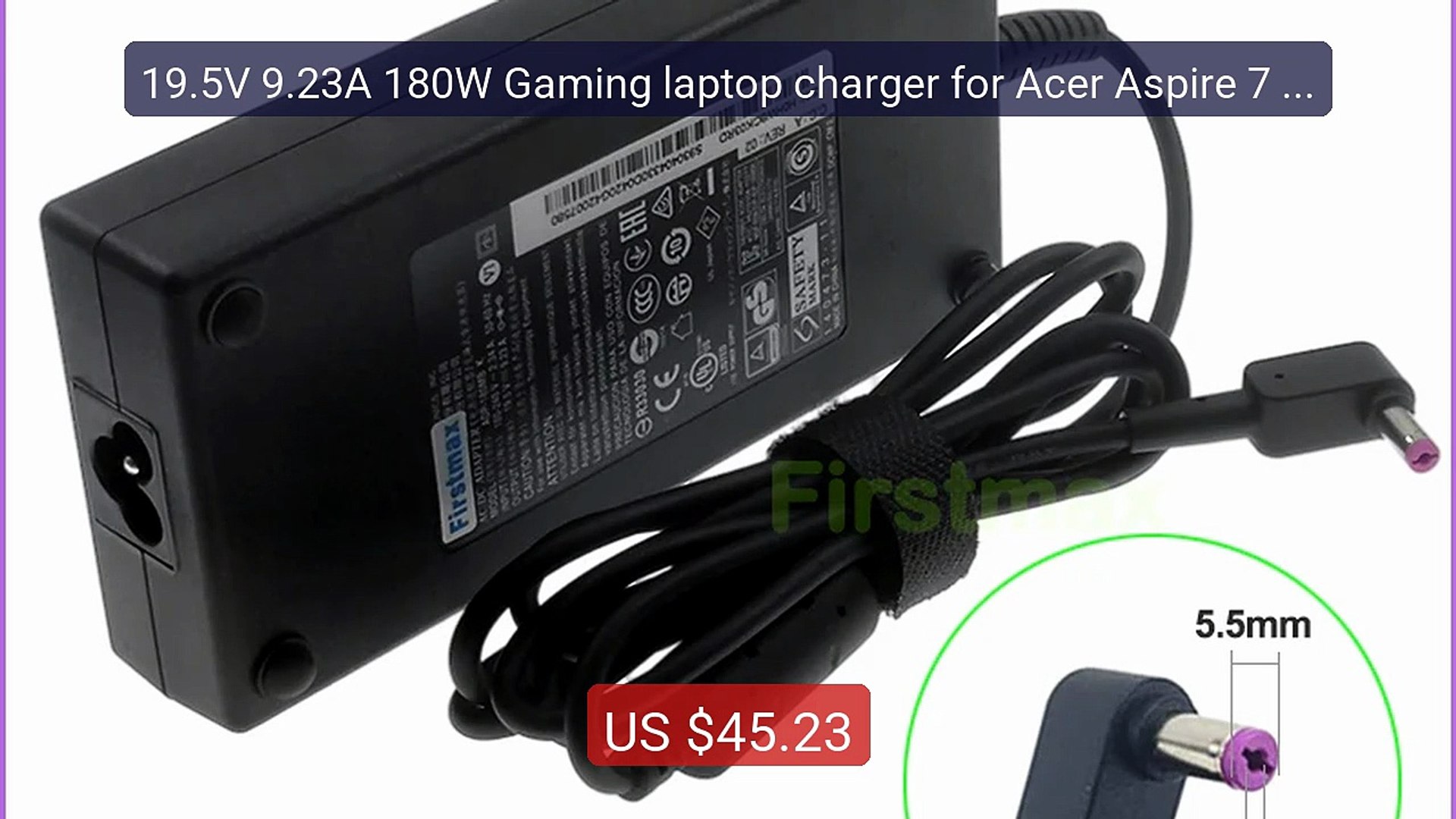 ⁣19.5V 9.23A 180W Gaming laptop charger for Acer Aspire 7 A715-... -- Hot Deal 2026 | Limited Offer!