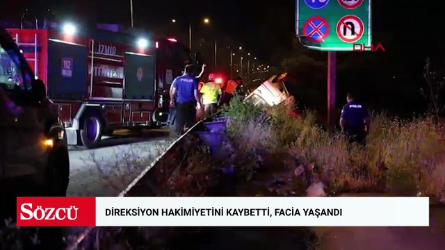 İzmir’de su kanalına girip takla atan hafif ticari araç şarampole devrildi: 2 ölü