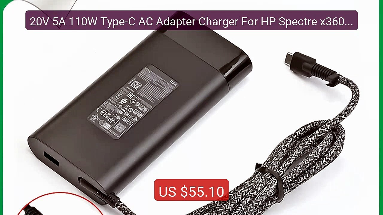 20V 5A 110W Type-C AC Adapter Charger For HP Spectre x360 16-aa007... -- Best Deal 2026 | Shop Now!