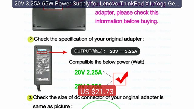 20V 3.25A 65W Power Supply for Lenovo ThinkPad X1 Yoga Gen 1 2... Hot Deal 2026 | Limited Offer!