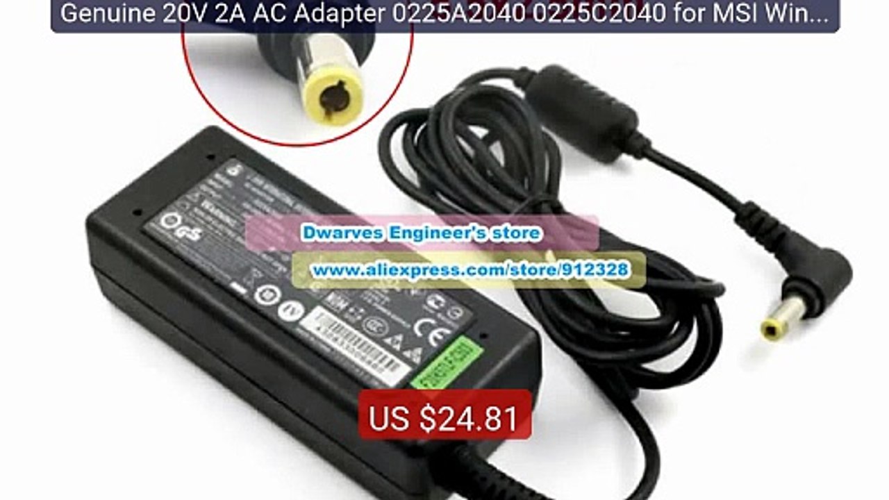 Genuine 20V 2A AC Adapter 0225A2040 0225C2040 for MSI Wind ... -- Top Pick 2026 | Unbeatable Price!