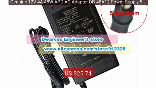 Genuine 12V 4A 48W APD AC Adapter DB-48A12 Power Supply 5.5x2... Amazing Value 2026 | Must Have!