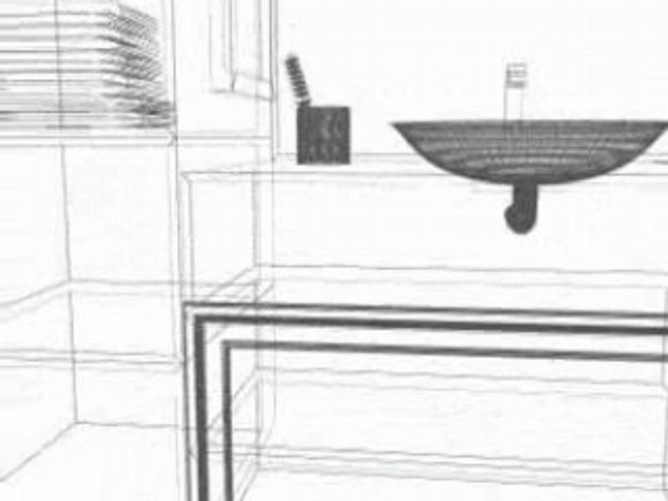 3DS max salle de bain filaire
