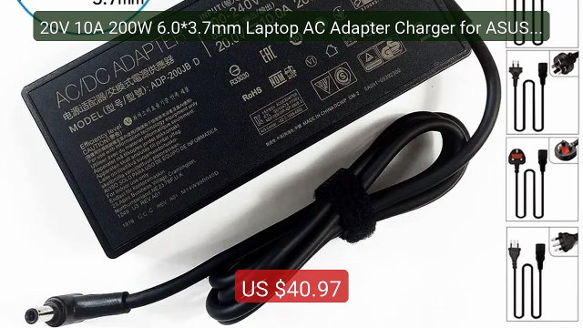 20V 10A 200W 6.0*3.7mm Laptop AC Adapter Charger for ASUS ADP... Amazing Value 2026 | Must Have!