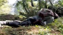 The expedition team is being pursued and accidentally awakens a giant millipede.