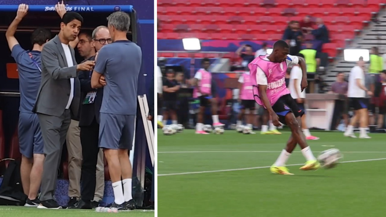 Última prueba del PSG: Al-Khelaifi pasa revista, Luis Enrique rebosa optimismo y Dembélé afina la puntería