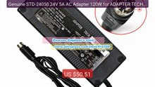 Genuine STD-24050 24V 5A AC Adapter 120W for ADAPTER TECH TD-2... -- Hot Deal 2026 | Limited Offer!