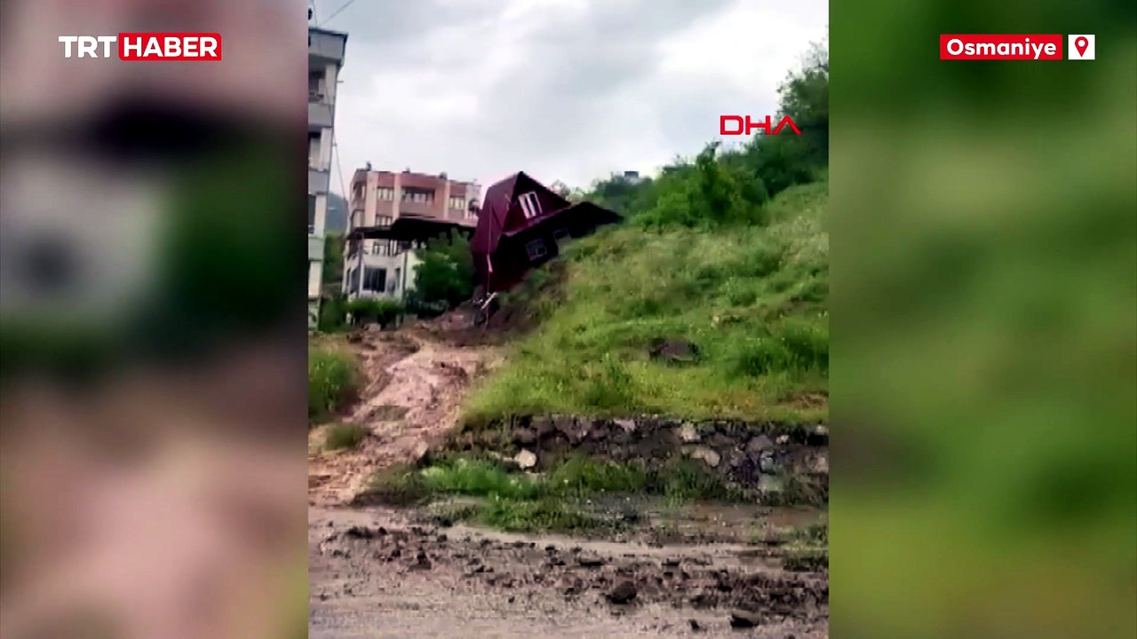 Osmaniye'de prefabrik evin devrilme anı kamerada