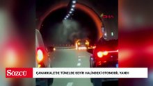 Çanakkale'de tünelde seyir halindeki otomobil yandı