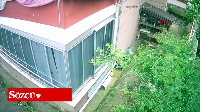Amasya'da istinat duvarının çökme anı kamerada