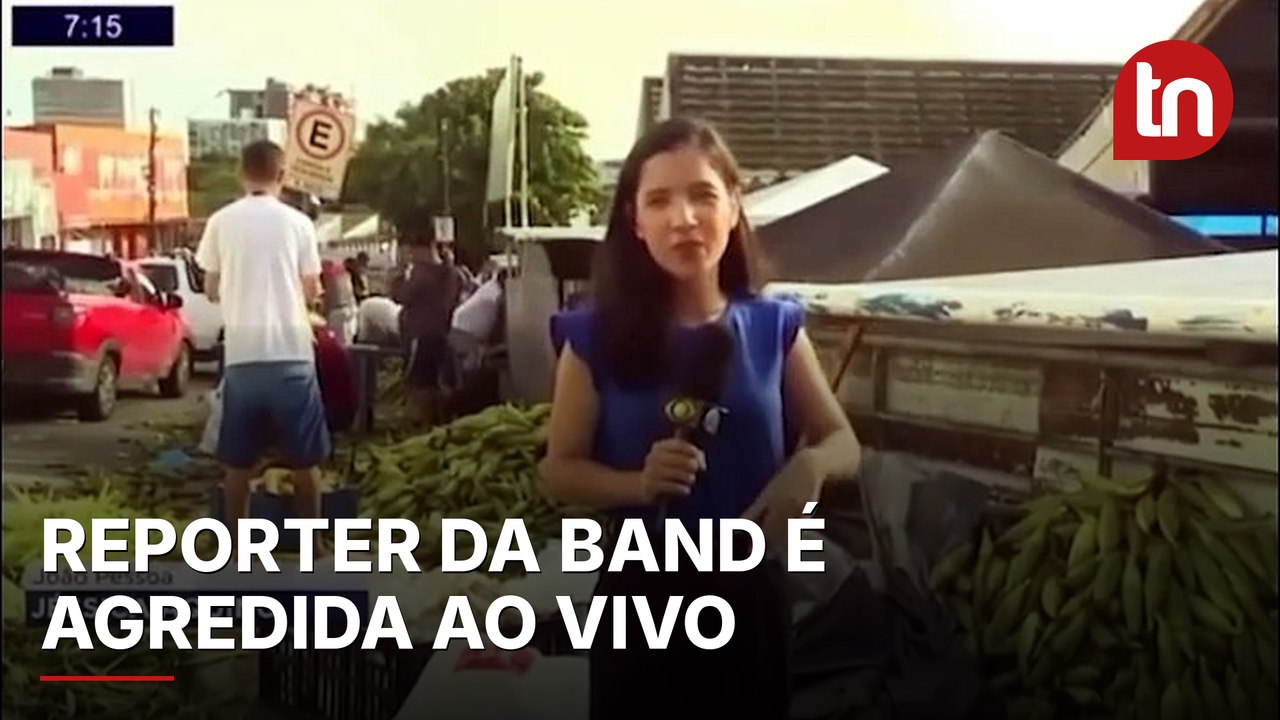 Repórter da Band apanha de homem durante entrad...