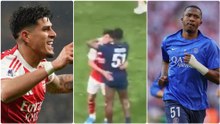 Hincapié y Pacho se abrazan tras la final de Champions