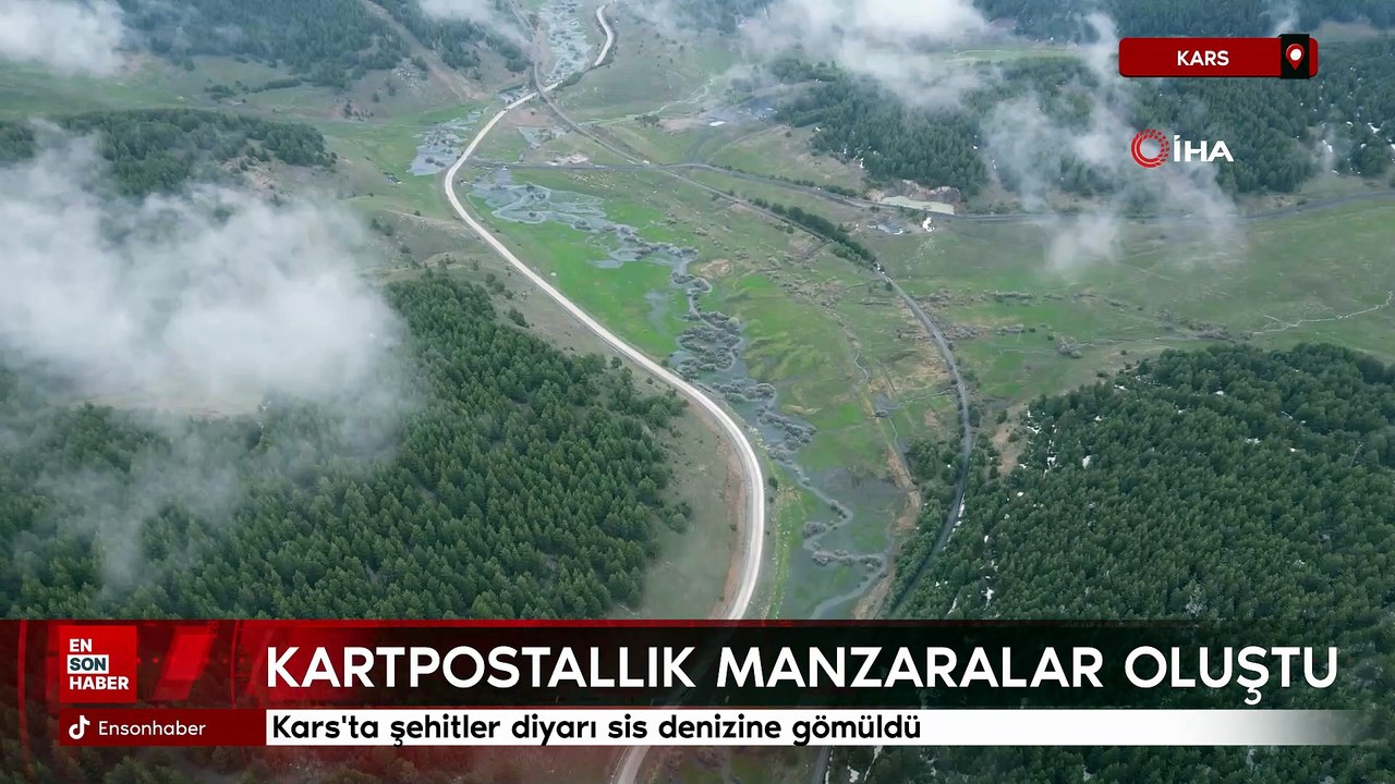 Kars'ta şehitler diyarı sis denizine gömüldü