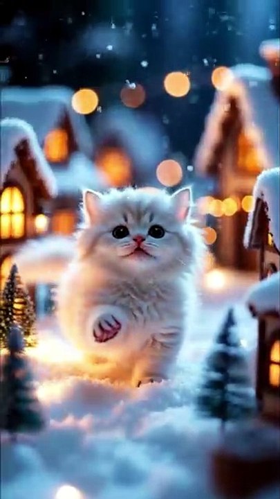 Cute cat singing a poem while snow gently falls around it 🐱❄️🎶✨  #CuteCat #Snowfall #CatSinging #WinterVibes #AdorableMoments #PetFun #ViralCat