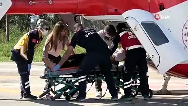 Baltayla odun keserken yaralanan çocuğun imdadına ambulans helikopter yetişti