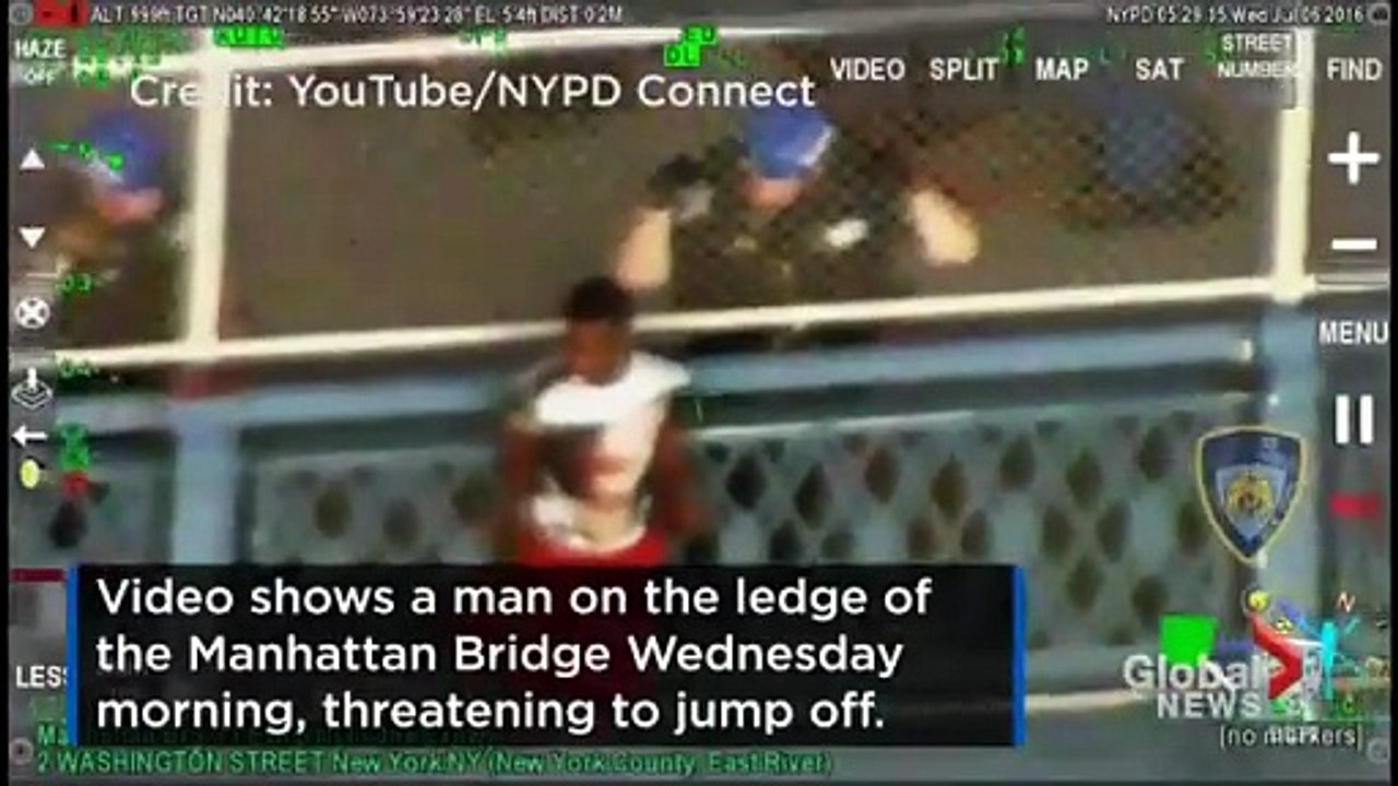 NYPD save suicidal man hanging from Manhattan Bridge