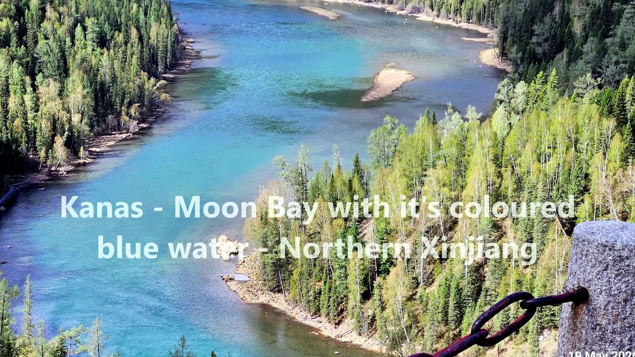 Kanas - Moon Bay with it's coloured blue water - Northern Xinjiang