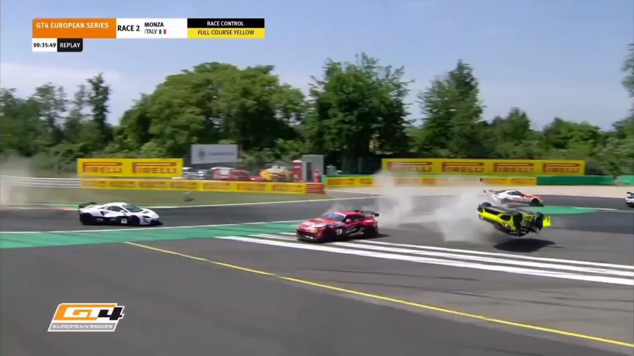 GT4 European Series 2026 Monza Race 2 Kronberg Massive Crash Rolls