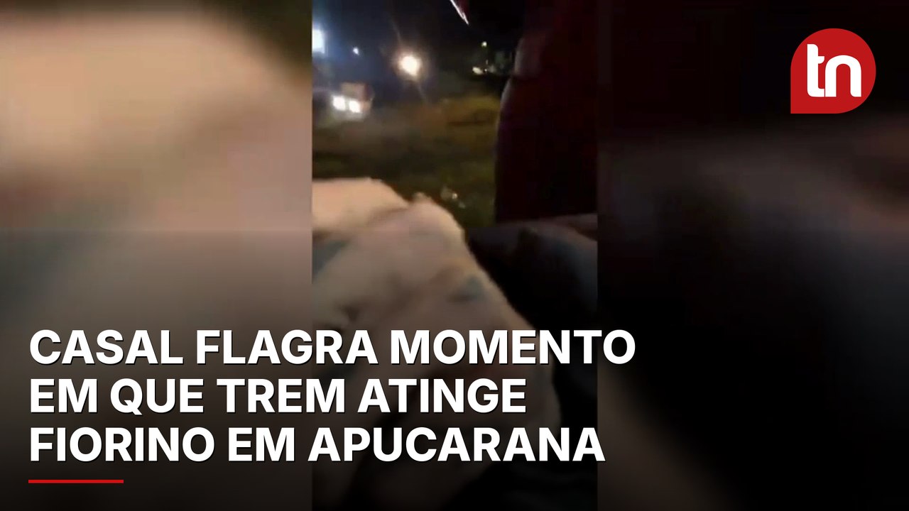 Casal flagra momento em que trem atinge Fiorino em Apucarana; veja
