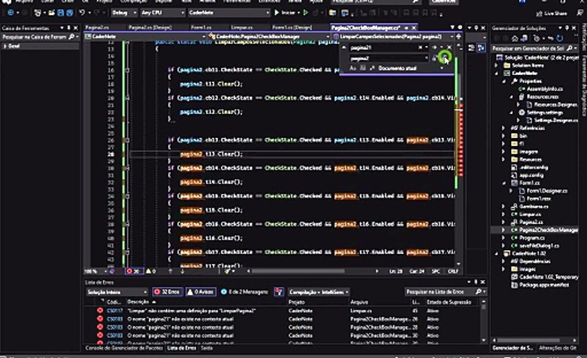 Como mudar todas as variaveis repetidas de uma vez so _No visual studio