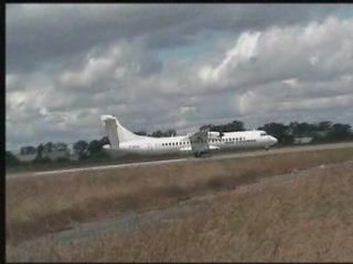 Take-off ATR72-212 Airliner F-GVZL at the airport of Rennes