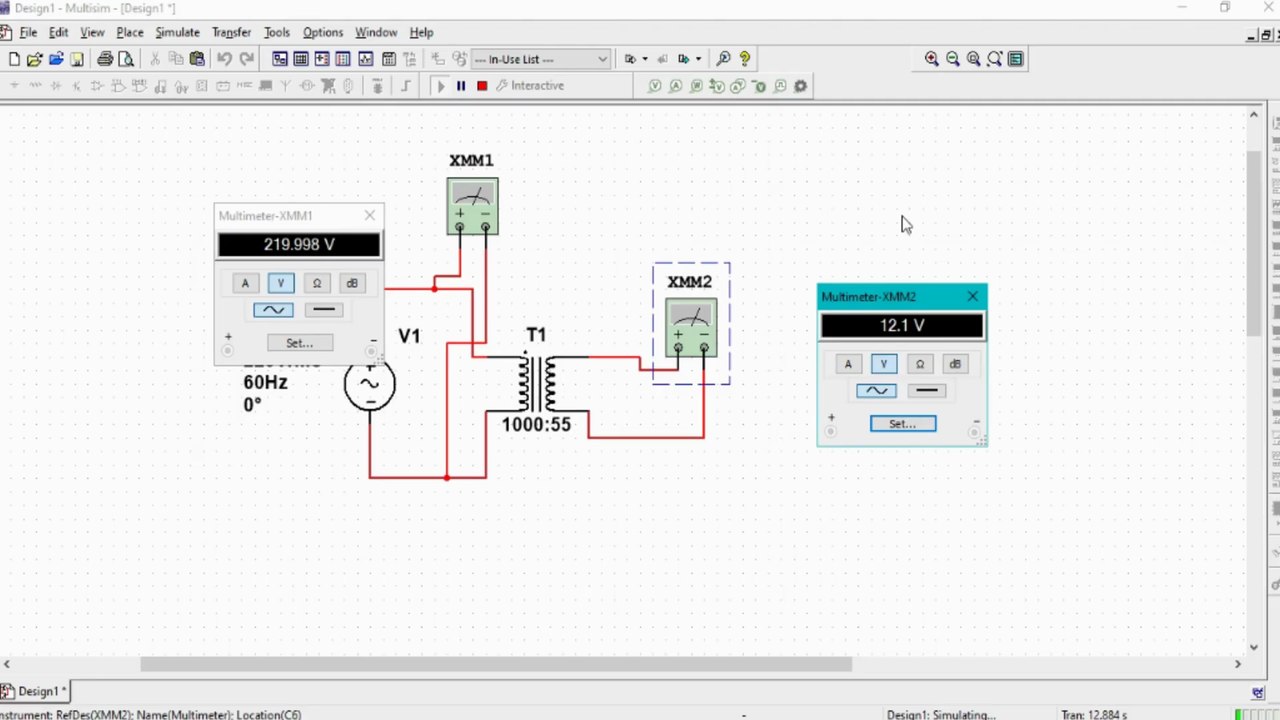 Configuración de un transformador en MULTISIM 14.3 _PROTEUS