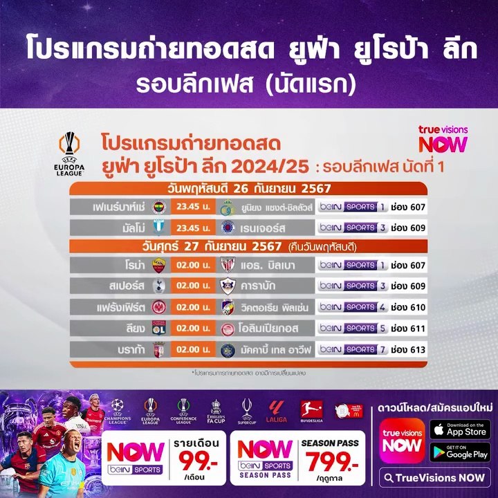 UEFA Europa League 2024/25 League Phase Matchday 1 : Promo (TrueVisions)