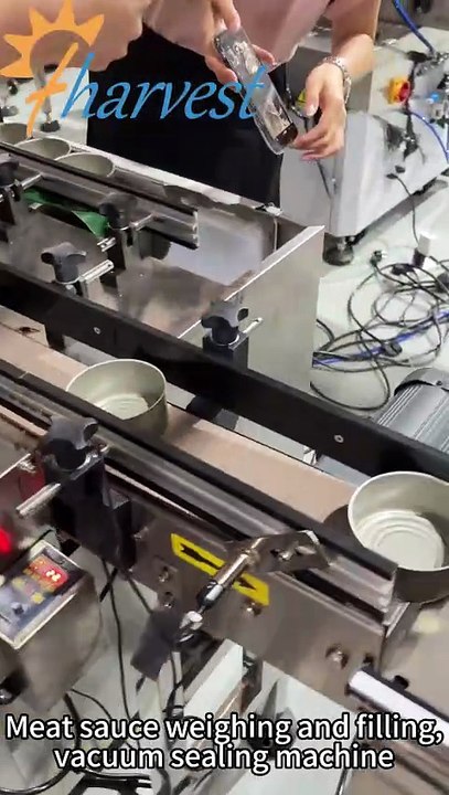 Looking for manufacturers that provide packaging lines for canned meat sauce, including weighing and filling machines and fully automatic vacuum can sealing machine.