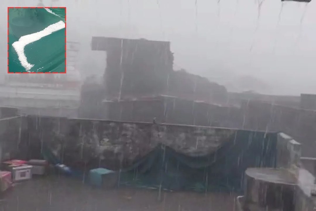 बारिश के साथ गिरे ओले