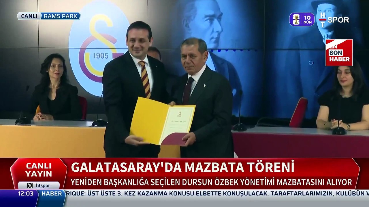 Galatasaray'da yeniden başkanlığa seçilen Dursun Özbek mazbatasını aldı.