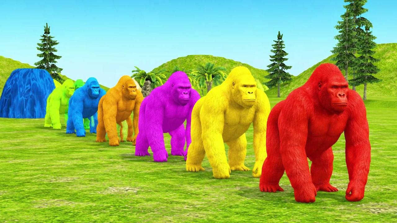 Paint Animals Silverback Gorilla Cartoon Giant Gorillas Fountain Crossing Animal Cartoon