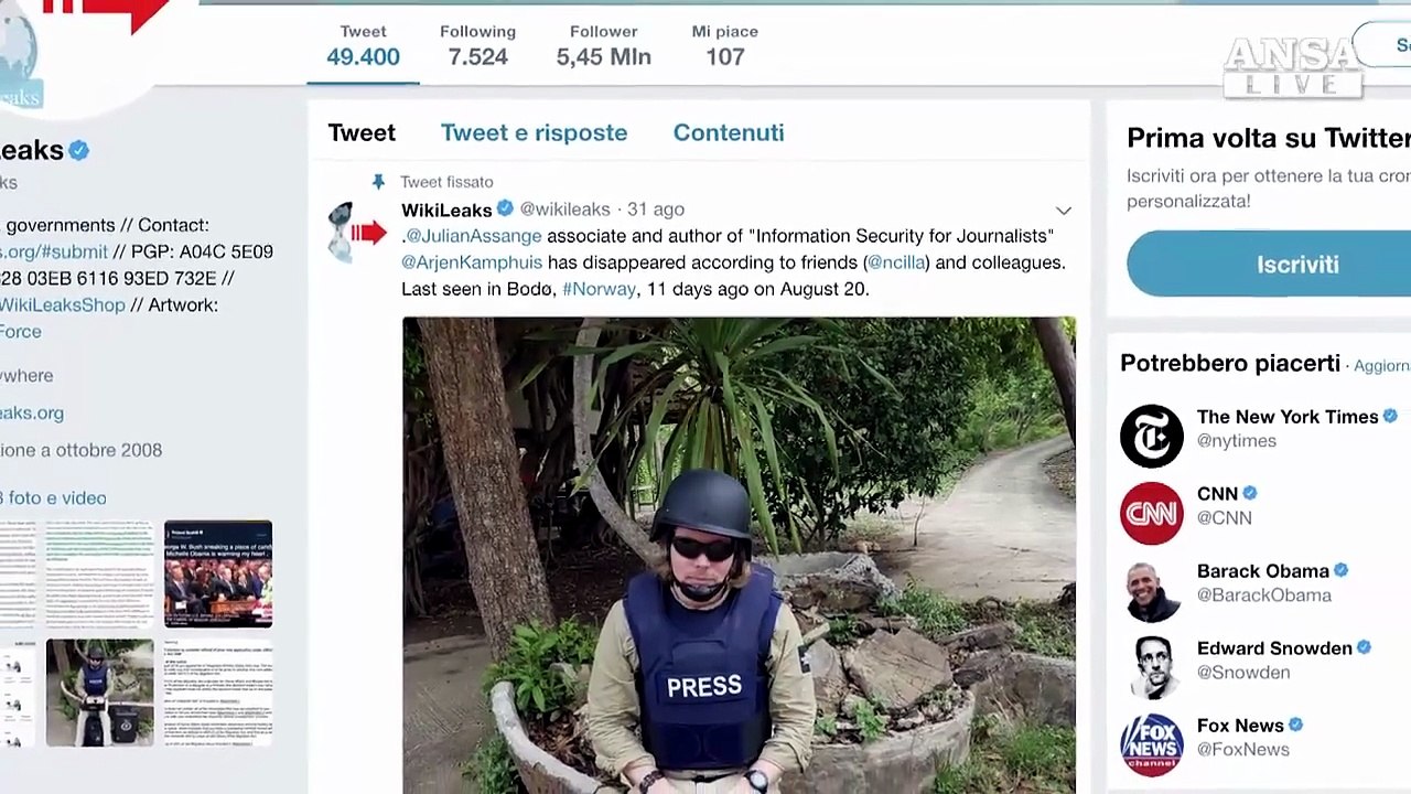Svanito il cofondatore di Wikileaks