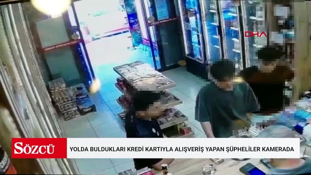 Yolda buldukları kredi kartıyla alışveriş yapan şüpheliler kamerada